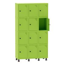 Armário Guarda Volume Locker Roupeiro 3 Vãos 12 Portas Aço GRP503/12 Verde Miró - Pandin