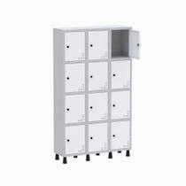 Armário Guarda Volume Locker Roupeiro 3 Vãos 12 Portas GR303/12 Light Cinza e Branco - Pandin