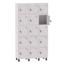 Armário Guarda Volume Locker Roupeiro 3 Vãos 15 Portas Aço GRF503/15 Branco - Pandin