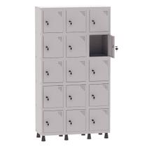 Armário Guarda Volume Locker Roupeiro 3 Vãos 15 Portas Aço GRF503/15 Cinza - Pandin