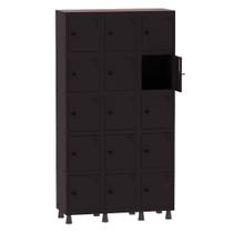 Armário Guarda Volume Locker Roupeiro 3 Vãos 15 Portas Aço GRP503/15 Preto - Pandin Armário Guarda Volume Locker Roupeiro 3 Vãos 15 Portas Aço GRP503/15 Preto - Pandin