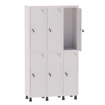 Armário Guarda Volume Locker Roupeiro 3 Vãos 6 Portas Aço GRF503/6 Branco - Pandin