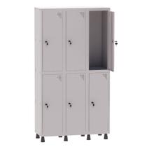 Armário Guarda Volume Locker Roupeiro 3 Vãos 6 Portas Aço GRF503/6 Cinza - Pandin