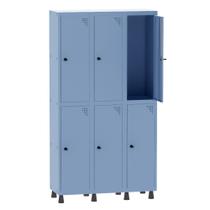 Armário Guarda Volume Locker Roupeiro 3 Vãos 6 Portas Aço GRP503/6 Azul Dali - Pandin