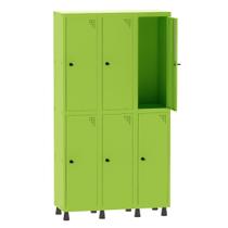Armário Guarda Volume Locker Roupeiro 3 Vãos 6 Portas Aço GRP503/6 Verde Miró - Pandin