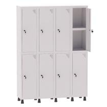 Armário Guarda Volume Locker Roupeiro 4 Vãos 08 Portas Com Prateleira GRF504PRI/8 Branco - Pandin