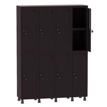 Armário Guarda Volume Locker Roupeiro 4 Vãos 08 Portas Com Prateleira GRF504PRI/8 Preto - Pandin Armário Guarda Volume Locker Roupeiro 4 Vãos 08 Portas Com Prateleira GRF504PRI/8 Preto - Pandin