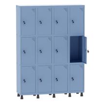 Armário Guarda Volume Locker Roupeiro 4 Vãos 12 Portas Aço GRF504/12 Azul Dali - Pandin Armário Guarda Volume Locker Roupeiro 4 Vãos 12 Portas Aço GRF504/12 Azul Dali - Pandin