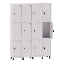 Armário Guarda Volume Locker Roupeiro 4 Vãos 12 Portas Aço GRF504/12 Branco - Pandin Armário Guarda Volume Locker Roupeiro 4 Vãos 12 Portas Aço GRF504/12 Branco - Pandin