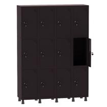 Armário Guarda Volume Locker Roupeiro 4 Vãos 12 Portas Aço GRF504/12 Preto - Pandin