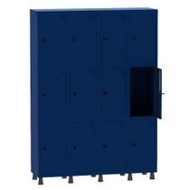 Armário Guarda Volume Locker Roupeiro 4 Vãos 12 Portas Aço GRP504/12 Azul Del Rey - Pandin