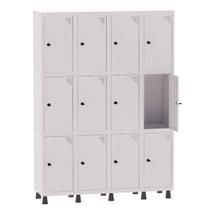 Armário Guarda Volume Locker Roupeiro 4 Vãos 12 Portas Aço GRP504/12 Branco - Pandin
