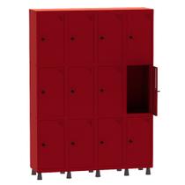 Armário Guarda Volume Locker Roupeiro 4 Vãos 12 Portas Aço GRP504/12 Vermelho - Pandin