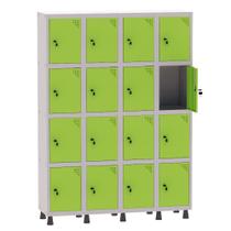 Armário Guarda Volume Locker Roupeiro 4 Vãos 16 Portas Aço GRF504/16 Cinza e Verde Miró - Pandin