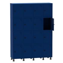 Armário Guarda Volume Locker Roupeiro 4 Vãos 16 Portas Aço GRP504/16 Azul Del Rey - Pandin