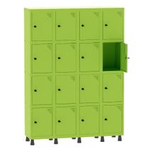 Armário Guarda Volume Locker Roupeiro 4 Vãos 16 Portas Aço GRP504/16 Verde Miró - Pandin