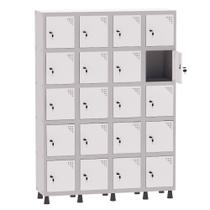 Armário Guarda Volume Locker Roupeiro 4 Vãos 20 Portas Aço GRF504/20 Cinza e Branco - Pandin