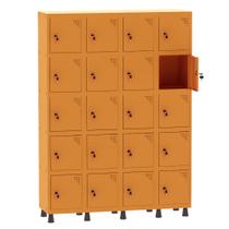 Armário Guarda Volume Locker Roupeiro 4 Vãos 20 Portas Aço GRF504/20 Laranja - Pandin