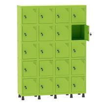 Armário Guarda Volume Locker Roupeiro 4 Vãos 20 Portas Aço GRF504/20 Verde Miró - Pandin