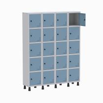 Armário Guarda Volume Locker Roupeiro 4 Vãos 20 Portas GR304/20 Light Cinza e Azul Dali - Pandin Armário Guarda Volume Locker Roupeiro 4 Vãos 20 Portas GR304/20 Light Cinza e Azul Dali - Pandin
