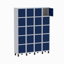 Armário Guarda Volume Locker Roupeiro 4 Vãos 20 Portas GR304/20 Light Cinza e Azul Del Rey - Pandin Armário Guarda Volume Locker Roupeiro 4 Vãos 20 Portas GR304/20 Light Cinza e Azul Del Rey - Pandin