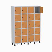 Armário Guarda Volume Locker Roupeiro 4 Vãos 20 Portas GR304/20 Light Cinza e Laranja - Pandin Armário Guarda Volume Locker Roupeiro 4 Vãos 20 Portas GR304/20 Light Cinza e Laranja - Pandin