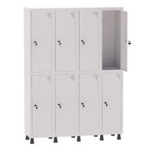 Armário Guarda Volume Locker Roupeiro 4 Vãos 8 Portas Aço GRF504/8 Branco - Pandin