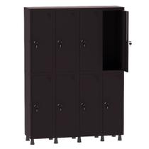 Armário Guarda Volume Locker Roupeiro 4 Vãos 8 Portas Aço GRF504/8 Preto - Pandin