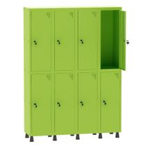 Armário Guarda Volume Locker Roupeiro 4 Vãos 8 Portas Aço GRF504/8 Verde Miró - Pandin