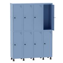 Armário Guarda Volume Locker Roupeiro 4 Vãos 8 Portas Aço GRP504/8 Azul Dali - Pandin