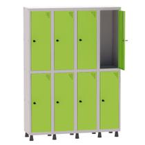Armário Guarda Volume Locker Roupeiro 4 Vãos 8 Portas Aço GRP504/8 Cinza e Verde Miró - Pandin