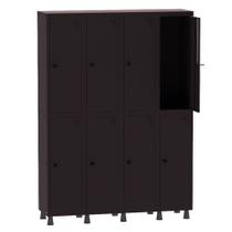 Armário Guarda Volume Locker Roupeiro 4 Vãos 8 Portas Aço GRP504/8 Preto - Pandin