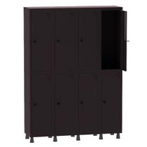 Armário Guarda Volume Locker Roupeiro 4 Vãos 8 Portas Aço GRP504/8 Preto - Pandin