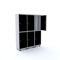 Armário Guarda Volume Locker Roupeiro 6 Portas Aço 150cmx193cm Pandin Móveis