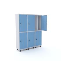 Armário Guarda Volume Locker Roupeiro 6 Portas Aço 150cmx193cm Pandin Móveis