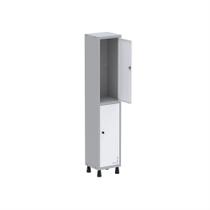 Armário Guarda Volume Locker Roupeiro de Aço 1 Vão 2 Portas GR301/2 Light Cinza e Branco