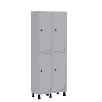 Armário Guarda Volume Locker Roupeiro de Aço 2 Vãos 4 Portas GR302/4 Light Cinza