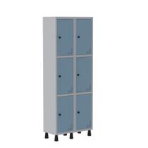 Armário Guarda Volume Locker Roupeiro de Aço 2 Vãos 6 Portas GR302/6 Light Cinza e Azul Dali