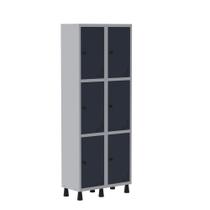 Armário Guarda Volume Locker Roupeiro de Aço 2 Vãos 6 Portas GR302/6 Light Cinza e Azul Del Rey Armário Guarda Volume Locker Roupeiro de Aço 2 Vãos 6 Portas GR302/6 Light Cinza e Azul Del Rey
