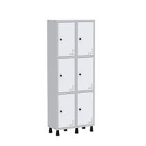 Armário Guarda Volume Locker Roupeiro de Aço 2 Vãos 6 Portas GR302/6 Light Cinza e Branco Armário Guarda Volume Locker Roupeiro de Aço 2 Vãos 6 Portas GR302/6 Light Cinza e Branco