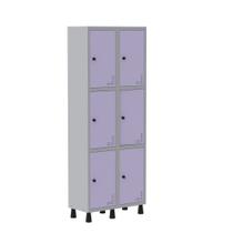 Armário Guarda Volume Locker Roupeiro de Aço 2 Vãos 6 Portas GR302/6 Light Cinza e Lilás