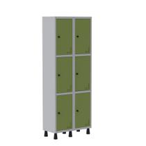 Armário Guarda Volume Locker Roupeiro de Aço 2 Vãos 6 Portas GR302/6 Light Cinza e Verde