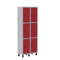 Armário Guarda Volume Locker Roupeiro de Aço 2 Vãos 6 Portas GR302/6 Light Cinza e Vermelho