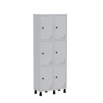 Armário Guarda Volume Locker Roupeiro de Aço 2 Vãos 6 Portas GR302/6 Light Cinza