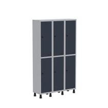 Armário Guarda Volume Locker Roupeiro de Aço 3 Vãos 6 Portas GR303/6 Light Cinza e Azul Del Rey
