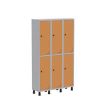 Armário Guarda Volume Locker Roupeiro de Aço 3 Vãos 6 Portas GR303/6 Light Cinza e Laranja