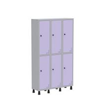 Armário Guarda Volume Locker Roupeiro de Aço 3 Vãos 6 Portas GR303/6 Light Cinza e Lilás Armário Guarda Volume Locker Roupeiro de Aço 3 Vãos 6 Portas GR303/6 Light Cinza e Lilás