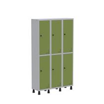 Armário Guarda Volume Locker Roupeiro de Aço 3 Vãos 6 Portas GR303/6 Light Cinza e Verde