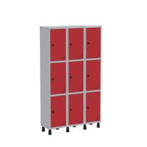 Armário Guarda Volume Locker Roupeiro de Aço 3 Vãos 9 Portas GR303/9 Light Cinza e Vermelho Armário Guarda Volume Locker Roupeiro de Aço 3 Vãos 9 Portas GR303/9 Light Cinza e Vermelho