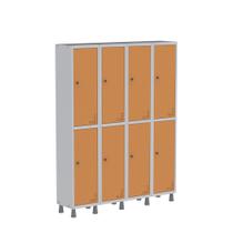 Armário Guarda Volume Locker Roupeiro de Aço 4 Vãos 8 Portas GR304/8 Light Cinza e Laranja Armário Guarda Volume Locker Roupeiro de Aço 4 Vãos 8 Portas GR304/8 Light Cinza e Laranja